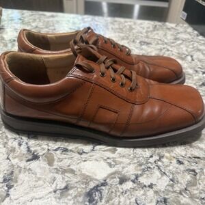 Adolfo Men's Tan Leather Dress Shoes Loafers Size 11W Made In Italy